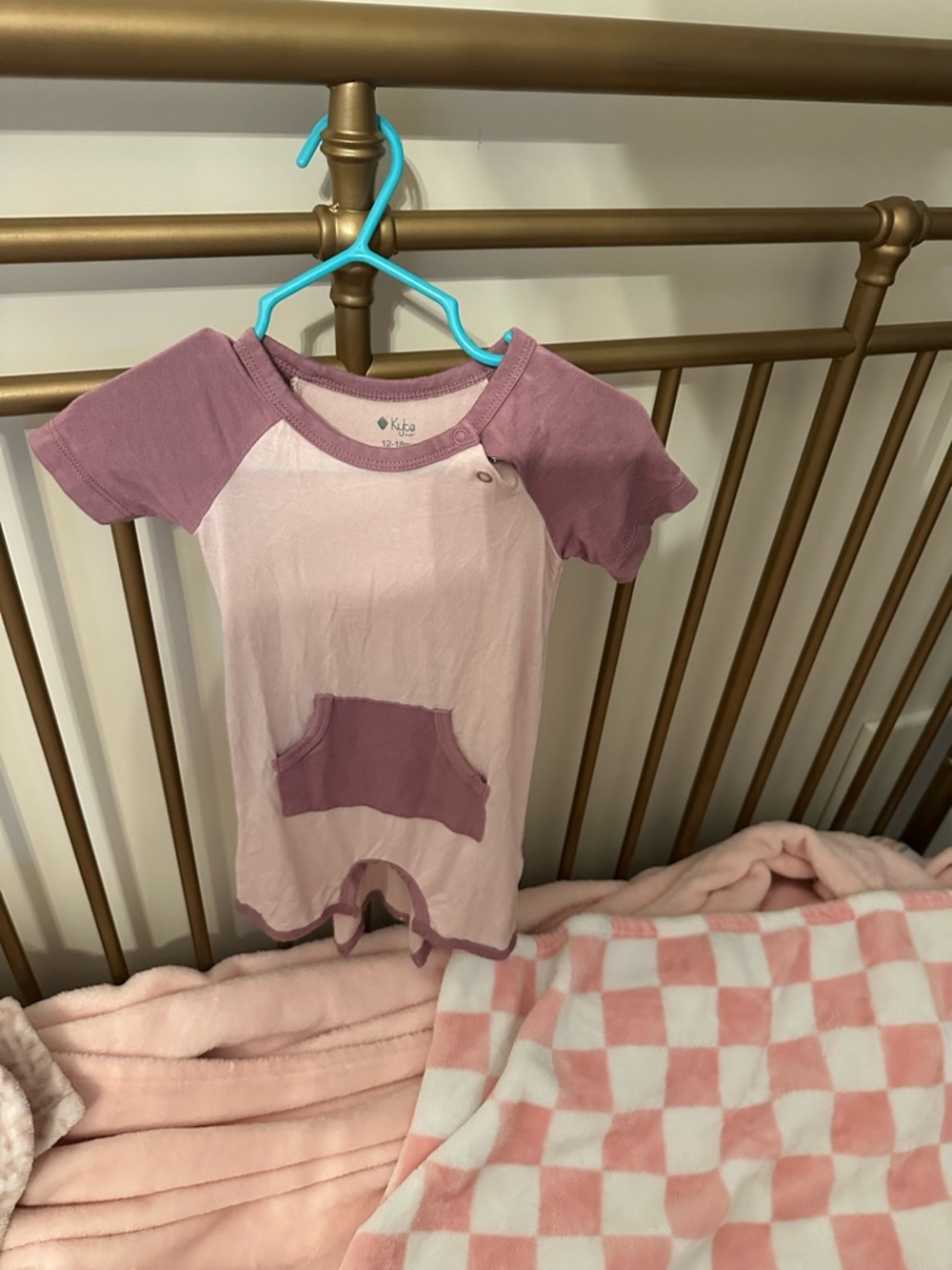 Kyte BABY Pink and Mauve Short Sleeve One-Piece Bodysuit